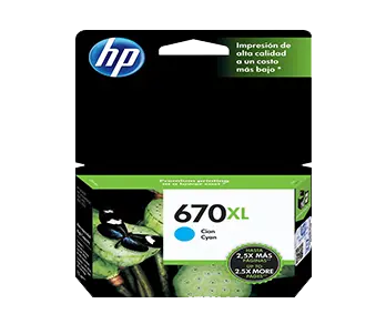 [CZ118AL] Cartuchos Tinta HP 670XL - Alto rendimiento - cián